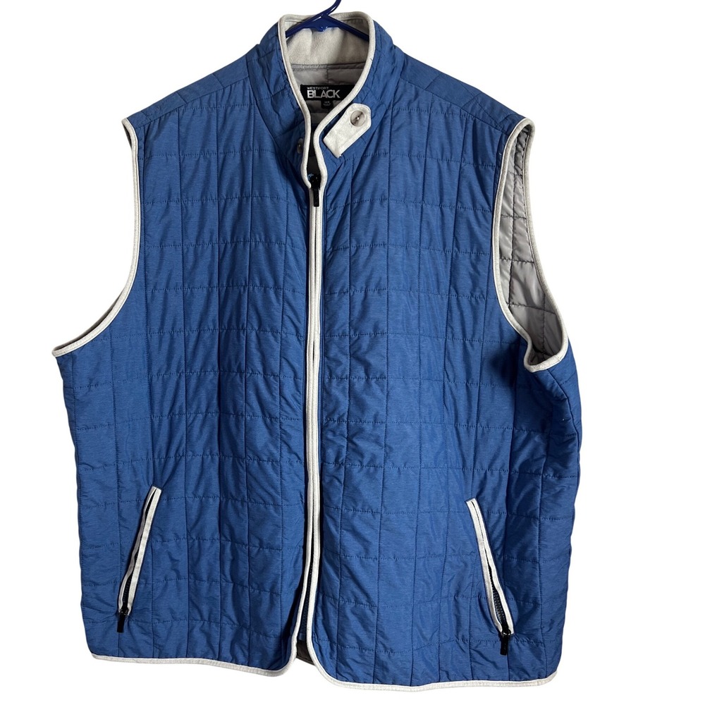 Westport Black Lightweight Quilted Blue Vest Size 3XB Zip Up Pockets‎